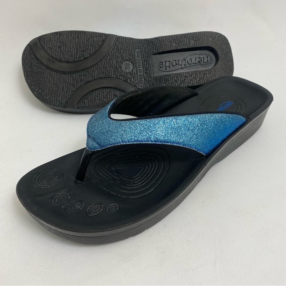 Aerothotic Flip Flop Thong Wedge Sandals 9 / 39 Blue Tornasol Arch Suport